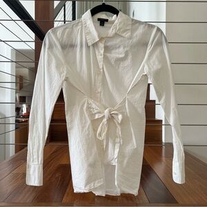 Ann Taylor White Casual Button Down Shirt